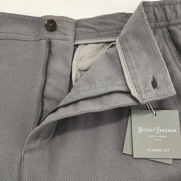 Hickey Freeman Men’s Classic Modern Fit Shorts Gray Elastic Casual NWT Size 38 - Picture 4 of 10